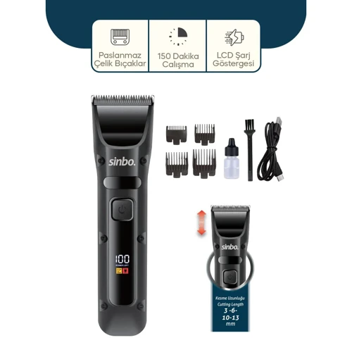 USB ŞARJLI - LCD GÖSTERGELİ SAÇ - SAKAL KESME TRAŞ MAKİNESİ SHC-1911 GO-53-vice 00528