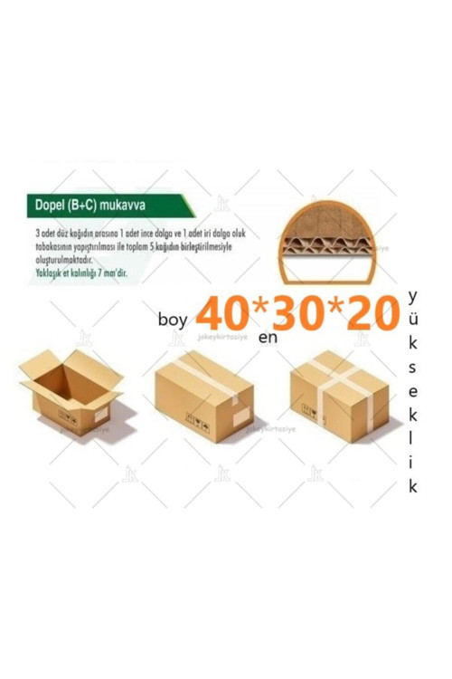 JokeyAmbalaj 40x30x20 (T.S.S.S.T) Gramajlı Çift Oluklu 8.desi Küçük Boy E-ticaret Ve Taşınma Kolisi (5ADET)