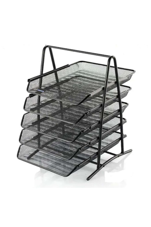 5 Katlı Masa Üstü Hareketli Perfore Metal Evrak Rafı