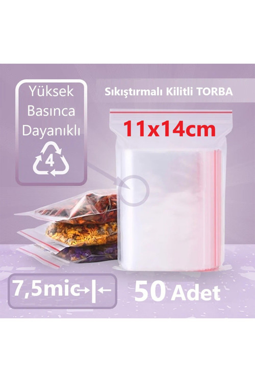 JokeyAmbalaj Kilitli Şeffaf Torba 11x14 Cm Aksesuar,madeni Para,boncuk Ve Buzdolabı Saklama Poşeti (50ADET)