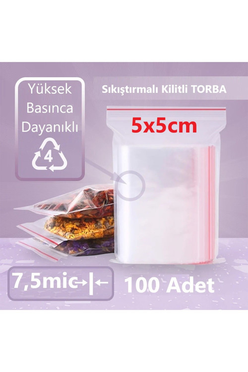 JokeyAmbalaj Kilitli Şeffaf Torba 5x5 Cm Aksesuar,madeni Para,boncuk Ve Buzdolabı Saklama Poşeti (100ADET)