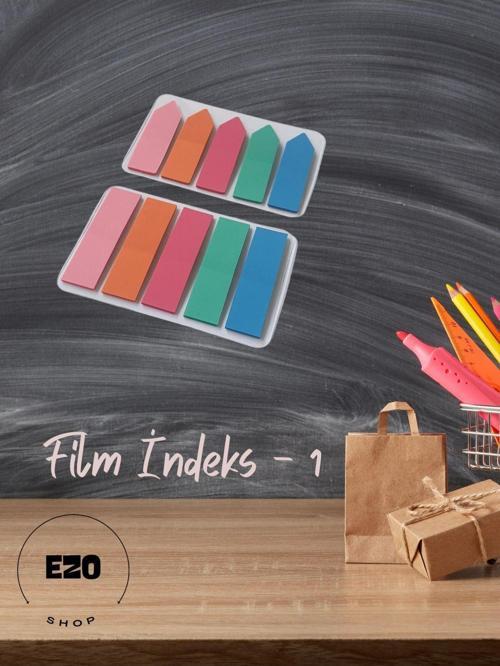 Şeffaf Renkli Post it Yapışkanlı Not Kağıdı Not Defteri Etiket Film İndeks-1