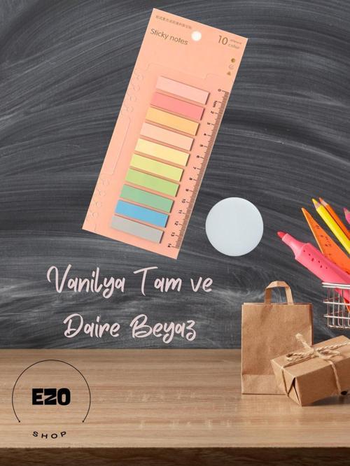 Vanilya Tam Postit ve Beyaz Daire Not Seffaf Yapiskanli Not Kagidi Kirtasiye Memopad Post it Ezoshop