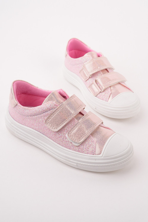 ORİELLA Kız Çocuk Cırt Cırtlı Simli Günlük Sneaker Spor Ayakkabı