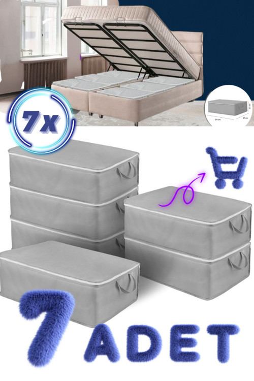 7 Adet Büyük Boy Bazaaltı Ve Çekyat Hurç 64 X 45 X 22 Cm Antrasit Gri Baza Altı Hurç Saklama Hurcu