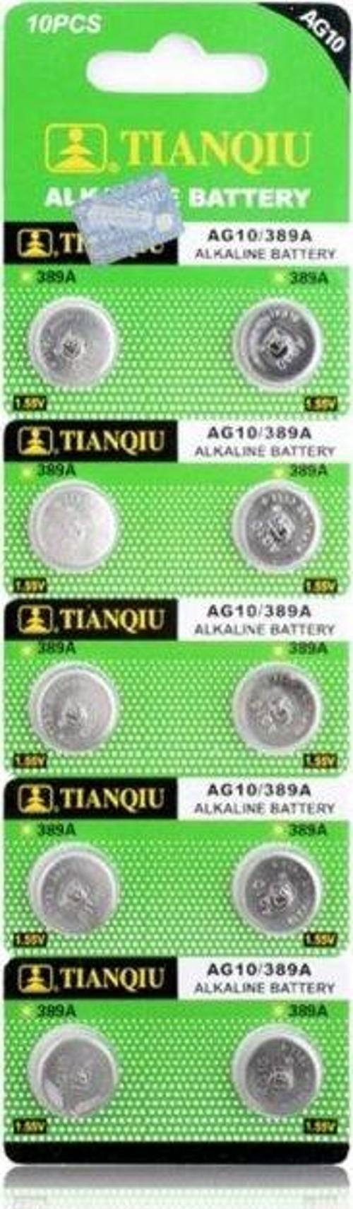 TIANQIU AG10 LR1130/389 Alkalin 10'lu Düğme Pil