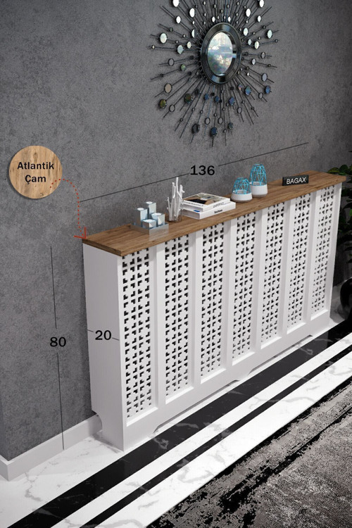 Truva Model, Beyaz Üstü Çam Renk,iç Ölçü 136 Cm Dış Ölçü 140 Cm Petek Kaplama, Dresuar
