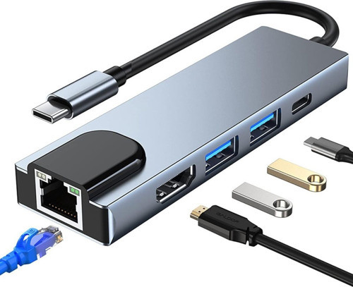 Type-C To Ethernet Hdmi Usb C Hub 5 Li Macbook Iphone 15 Serisi Uyumlu