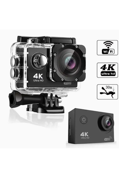 4K Aksiyon Kamerası H16 - 16Mp, 170° Geniş Açı, 30M Su Geçirmez, Wifi, 64Gb Destekli, 4K 30Fps