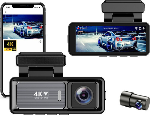 Mini Çift Lensli Araç Kamerası – 4K Ön, 1080P Arka, Wifi Gps, Gece Görüşü, Park Modu