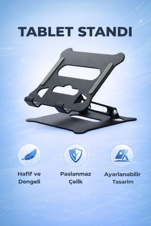 Ayarlanabilir Katlanabilir Tablet Standı Paslanmaz Çelik Açı Ayarlı İpad Uyumlu | Z19