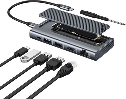 Usb-C Docking Station M.2 Nvme Kutulu 4K Hdmı Ethernet 10Gbps Usb 90W Pd Destekli Zr1145