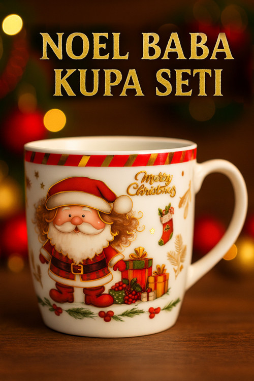 3’Lü Noel Temalı Seramik Kupa Ve Tabak Seti – Bardak Çam Ağacı | Noel Baba Ve Hediyeler