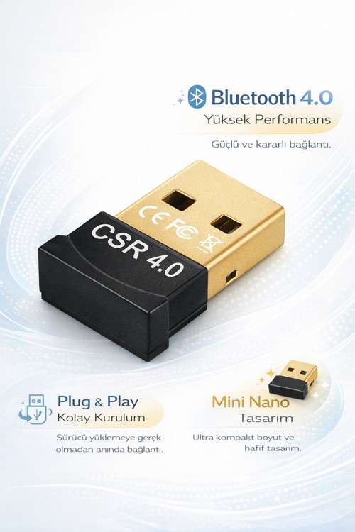 Bluetooth 4.0 Usb Adaptör Csr Chipset Mini Nano Dongle Pc Laptop Kulaklık Mouse Ey04