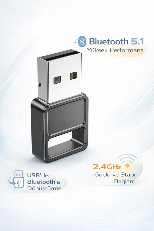 Bluetooth 5.1 Mini Usb Adaptör 2.4Ghz 3.0 Mbps Kablosuz Alıcı Dongle Laptop Pc Dönüştürücü Dh8