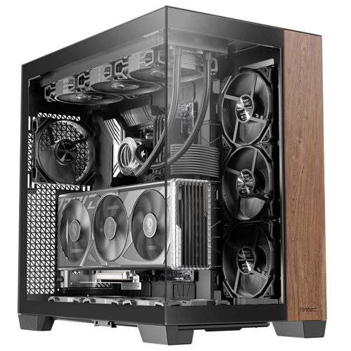 C8 Wood Ahşap Ön Panel Temperli Cam E-ATX Full Tower Gaming (Oyuncu) Kasası