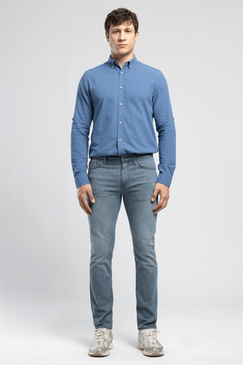 Jagger Erkek Slim Straight Fit Pamuklu Jean Pantolon Gri