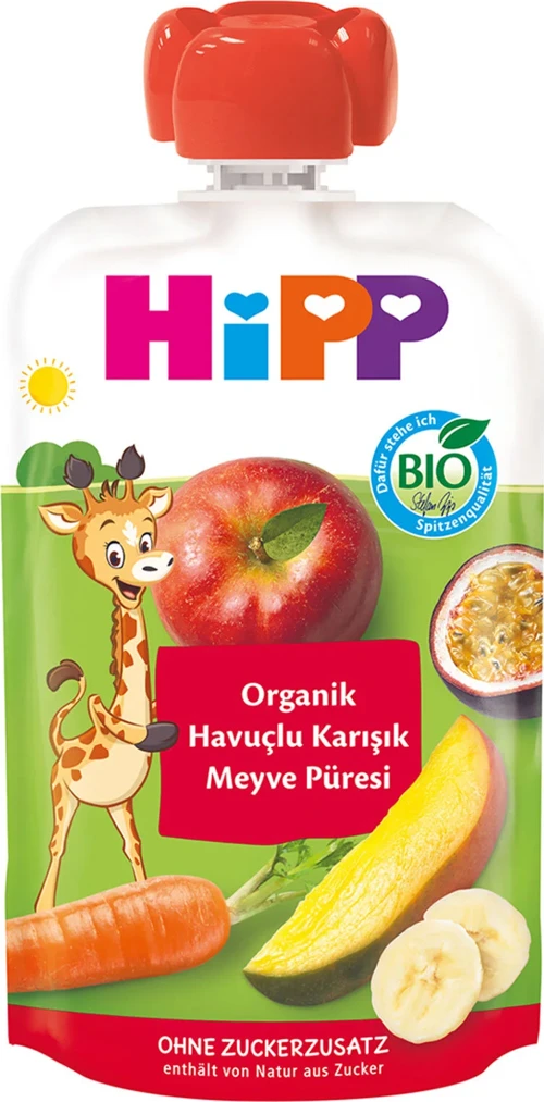 Organik Havuçlu Karışık Meyve Püresi 100 Gr