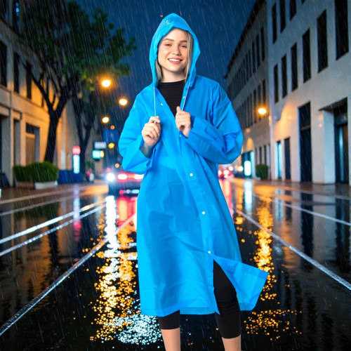 1 ADET YÜKSEK KALİTE MAVİ YAĞMURLUK KIZ ERKEK YAĞMURLUK ŞAPKALI ÇITÇITLI YAĞMURLUK UNISEX RAIN COAT