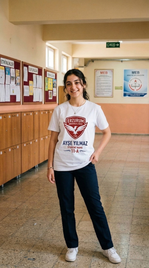 Okullara Özel Logolu Baskılı Öğrenci Tişörtü Toptan T-Shirt 10'lu Paket Kendin Tasarla Kişiye Özel