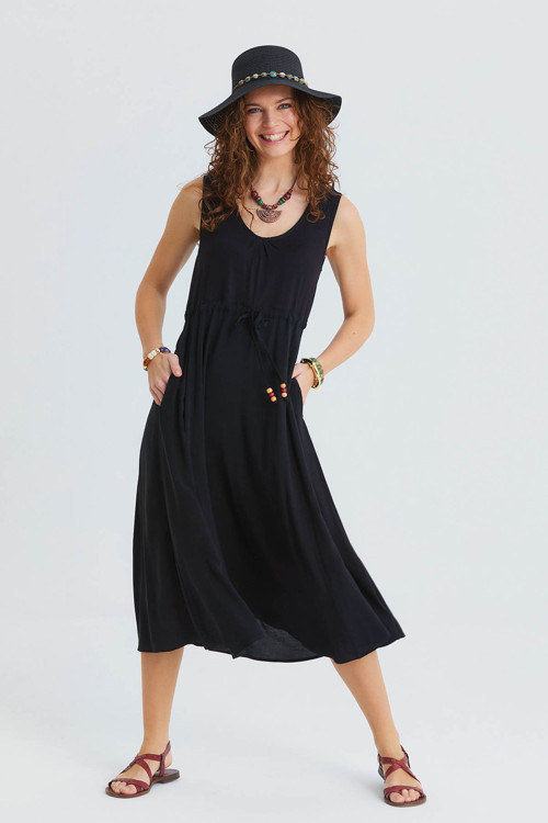 Otantik Boncuk Süsleme Günlük Uzun Elbise