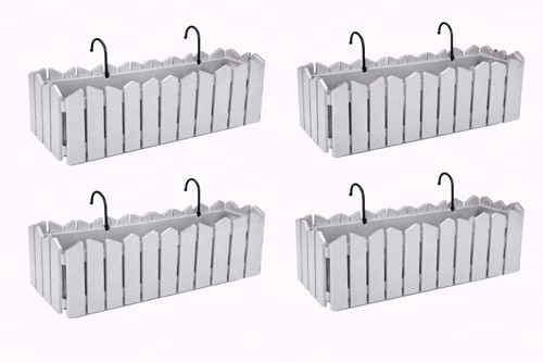 OZN-616 Efes Askılı Balkon Saksı Takımı 4 Adet 9 Litre No:2 Gri