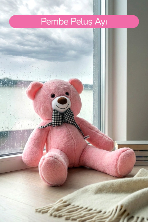 80 Cm Büyük Boy Yumuşak Papyonlu Oyuncak Ayıcık