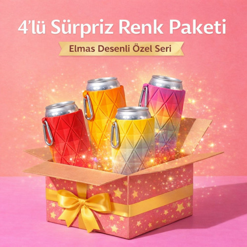 3+1 Sürpriz Renkler Elmas Desen Bira Çorabı,Bira Kılıfı,Bira Gizleyici,İçecek Kılıfı-Sürpriz Set