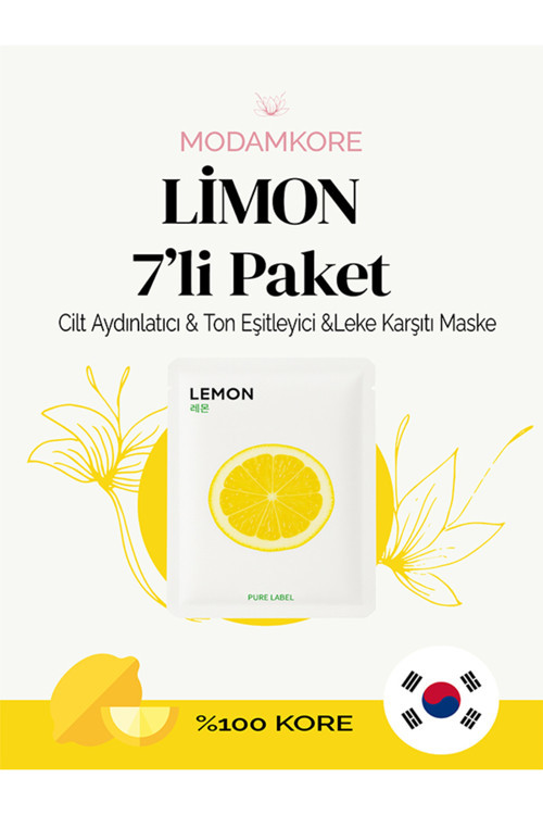 7'li Paket Limonlu Yüz Maskesi–C Vitamini Içerikli,cilt Aydınlatıcı,ton Eşitleyici,lekekarşıtı Maske