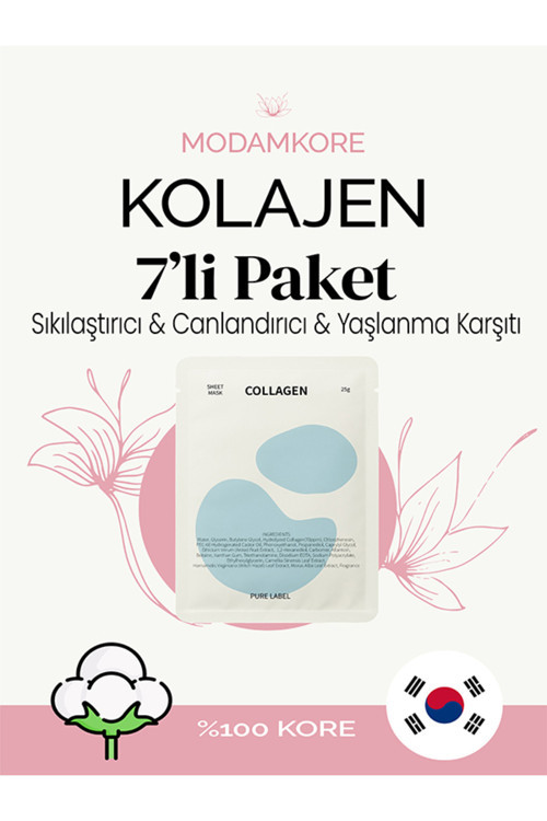 7'li Paket Kore Kolajen Yüz Maskesi – Sıkılaştırıcı, Canlandırıcı & Yaşlanma Karşıtı