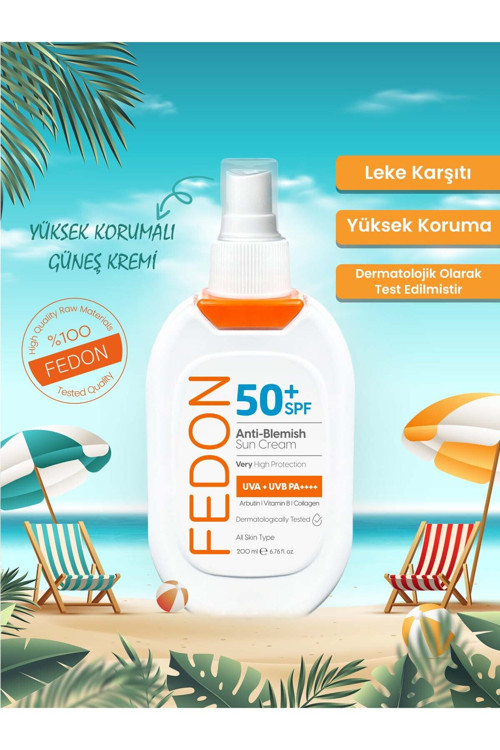 Spf 50 Güneş Kremi Suya Dayanıklı Uva Uvb Arbutin Vitamin B Kolajen Yüksek Koruma Güneş Kremi 200ml