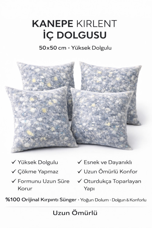 1 Adet Sünger Kanepe Kırlent İç Dolgusu Çökme Yapmaz Esnek ve Dayanıklı Nefes Alabilir