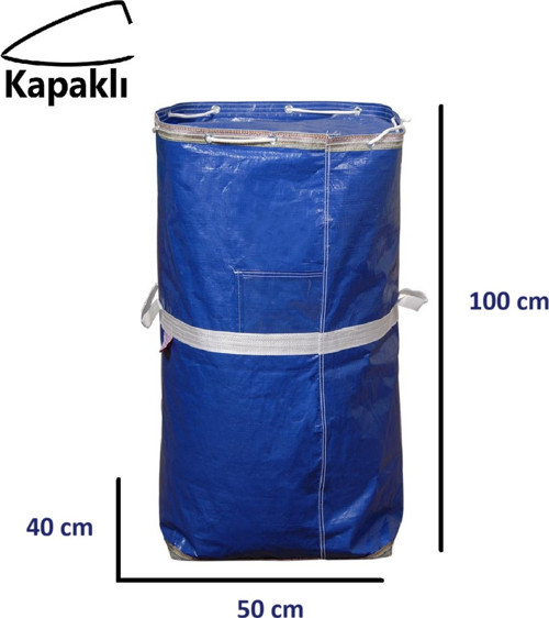 JokeyAmbalaj Ev-iş Branda Taşıma Çuvalı 50x40 100cm Kapaklı, Ipli Ve Cepli 170gr.tekstil Çuvalı- (LACİVERT)