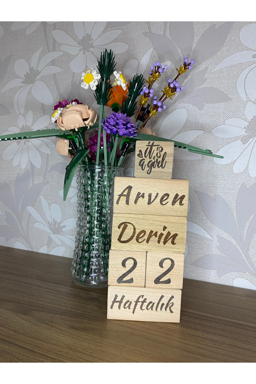 İkiz Bebekler İçin Anne Bebek Anı Küpü 6'lı Set İsme Özel Lazer Yazım