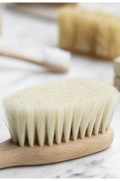 %100 Doğal Keçi Kılı Bebek Saç Fırçası Isme Özel Markalama Yumuşacık Kıl Yapısı