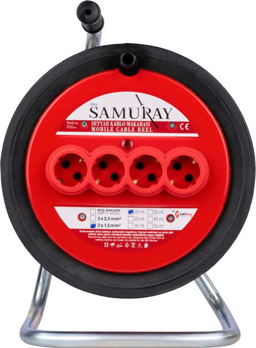 Seyyar Makaralı Uzatma Kablosu 3x1,5mm 35mt - 31535