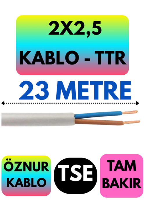 Öznur 2X2,5 TTR Kablo (Beyaz) Metre Seçenekli 23 METRE