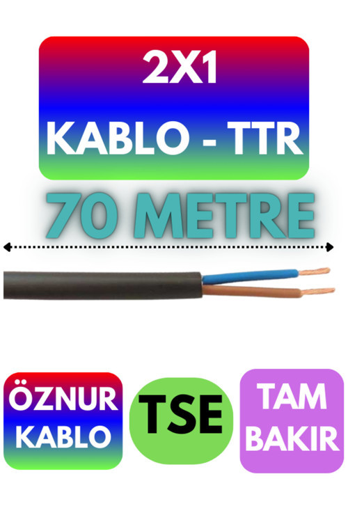 Öznur 2X1 TTR Kablo (Siyah) Metre Seçenekli 70 METRE