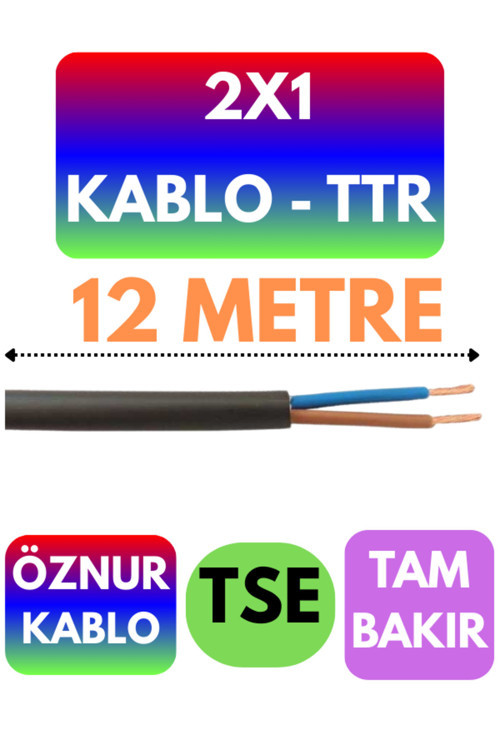 Öznur 2X1 TTR Kablo (Siyah) Metre Seçenekli 12 METRE