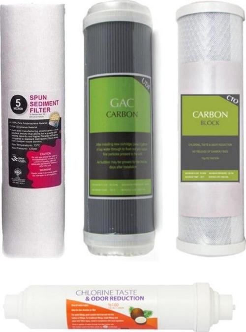 Su Arıtma Filtresi 4 Lü Set 10" inch 3 Ön Kömür Granül Aktif Karbon Filtre Post Karbon Tatlandırıcı Coconut Filtre Esli