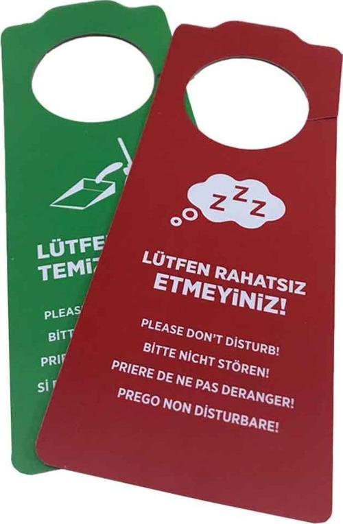 100 Adet PVC Çift Taraflı Kart Rahatsız Etmeyin Odayı Temizleyiniz Otel Odası Kartı Kapı Askısı