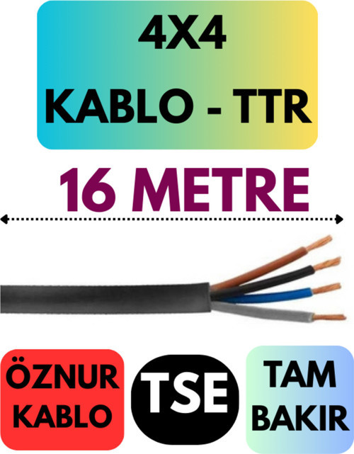 Öznur 4X4 TTR Kablo Metre Seçenekli (Siyah) 16 METRE