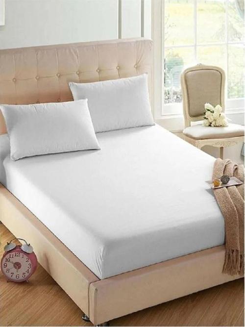 5 Adet Beyaz Düz Çift  Kişilik %100 Pamuk Otel Çarşaf 240×280 Cm 63 Tel Dokuma