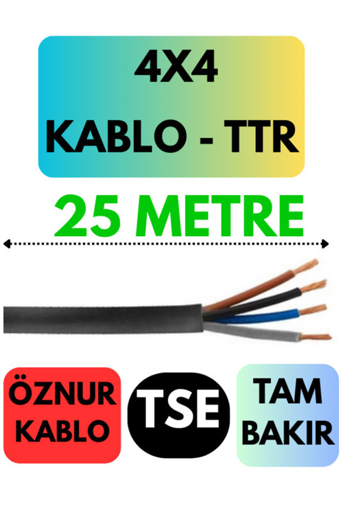 Öznur 4X4 TTR Kablo Metre Seçenekli (Siyah) 25 METRE
