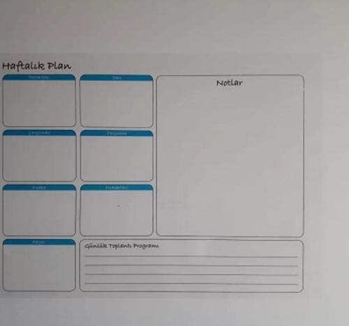 77X56 cm Haftalık Planlayıcı Kağıt Tahta