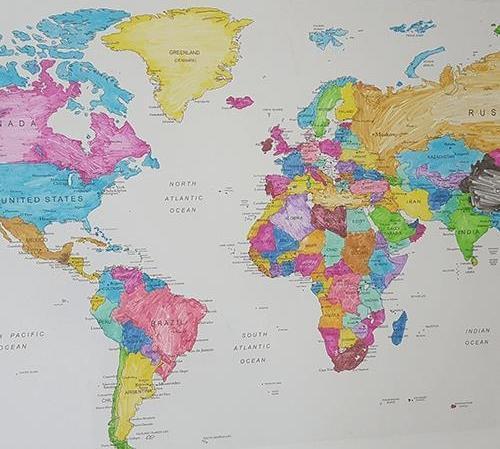 Dünya Haritası Kağıt Tahta 110×56 Cm