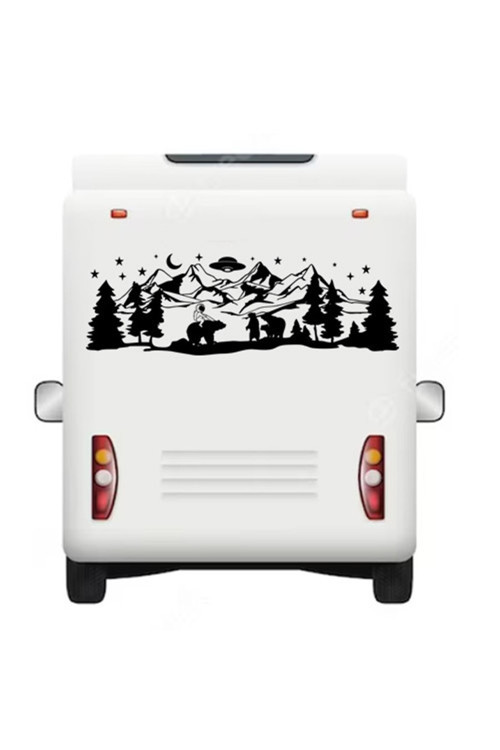 160 X 53 Cm Astronot Ve Ayılar Doğa Manzarası Karavan Sticker