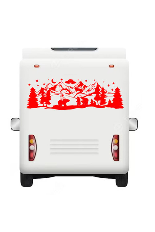 230 X 75 Cm Astronot Ve Ayılar Doğa Manzarası Karavan Sticker