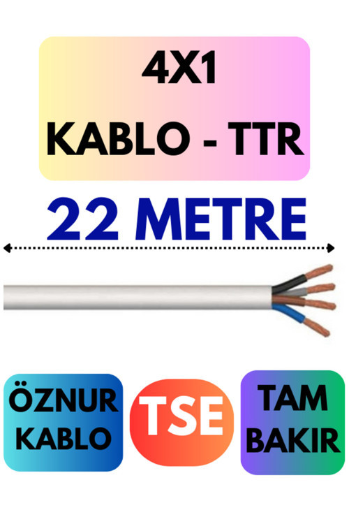 Öznur 4X1 TTR Kablo Metre Seçenekli (Beyaz) 22 METRE
