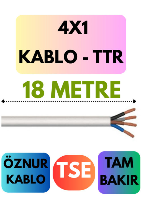 Öznur 4X1 TTR Kablo Metre Seçenekli (Beyaz) 18 METRE